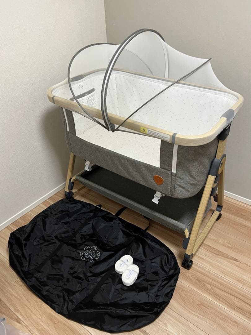 HZDMJ ベビーベッド ライトグレー HZDMJ 2024最新モデル 添い寝 ベビーベッド ミニ 持ち運び 折りたたみ