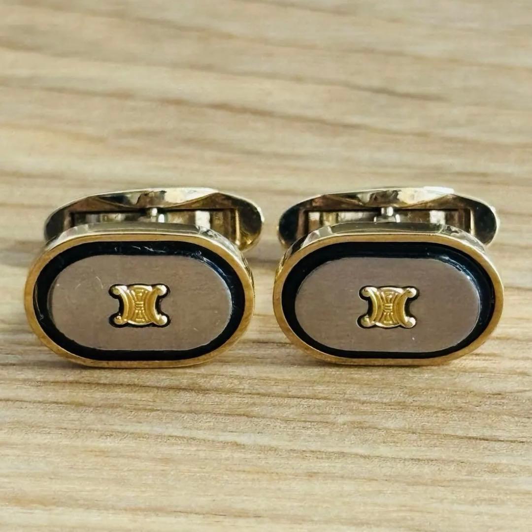 CELINE セリーヌ カフス カフリンクス トリオンフ ゴールド×シルバー