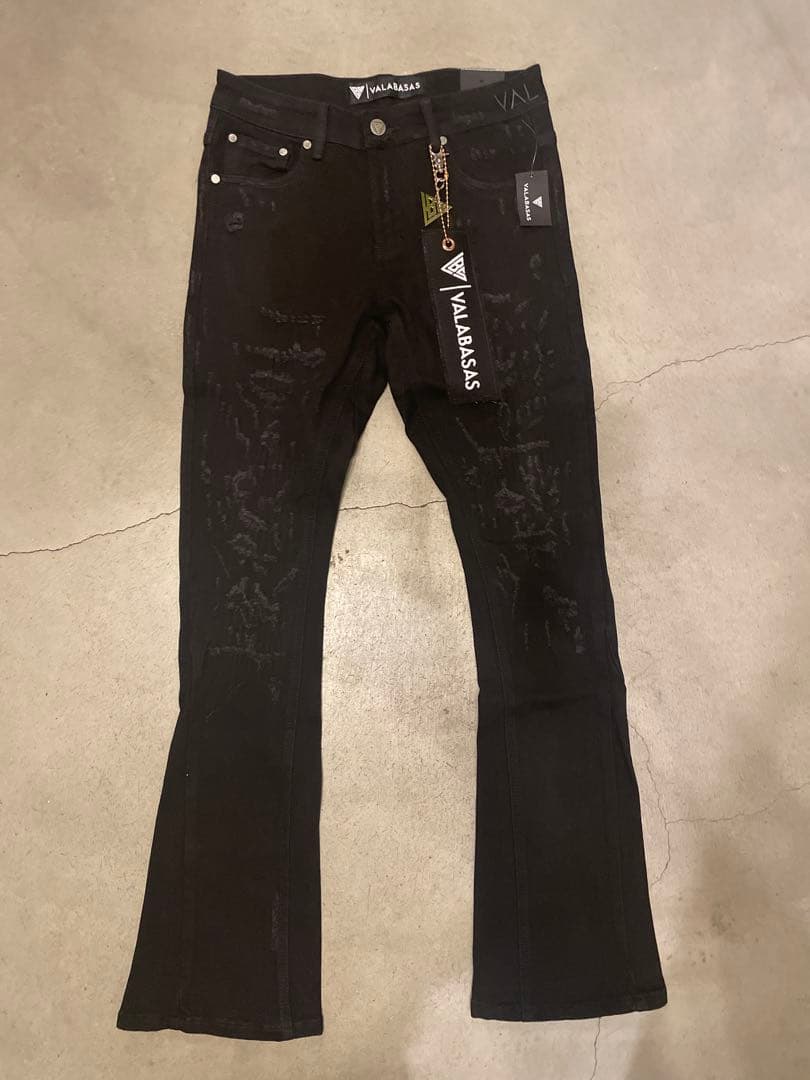 VALABASAS バラバサス フレアスキニーデニムダメージ ブラック 29 valabasas バラバサス クラッシュスキニーフレアデニム ブラック 29