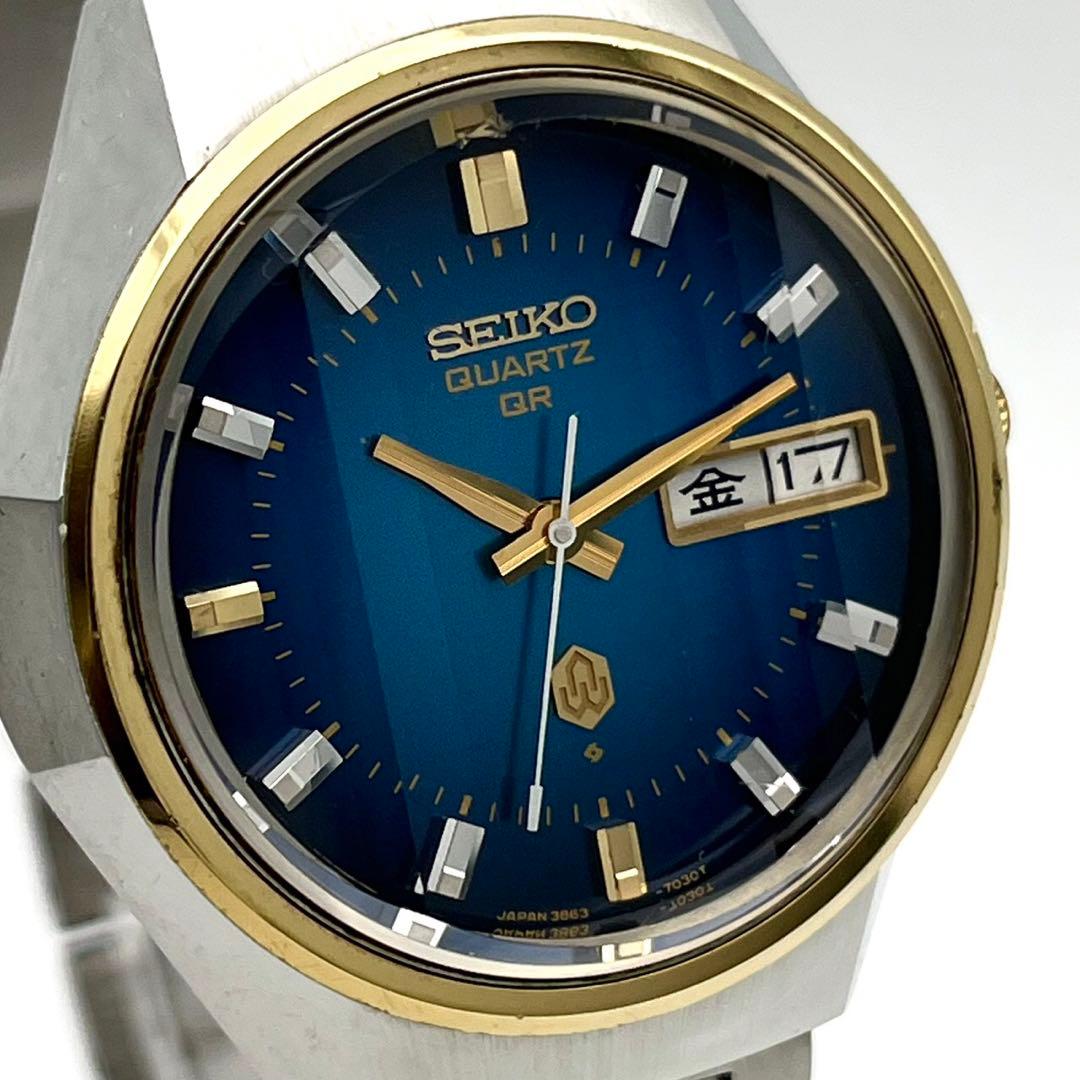 【稼働品】SEIKO カットガラス　クォーツ 腕時計 コンビ 3863-7020 ✓For Sale ✓ Serviced 1974 Seiko Quartz QR 3863-7020 #Seiko