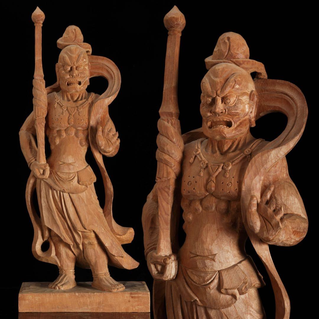 大型 木彫 仁王像 吽形 金剛力士像 62cm 仏像 一刀彫 仏教美術 古美術品 楽天市場】【総高22cm】金剛力士像（仁王） 木彫り 仏像 縁起物