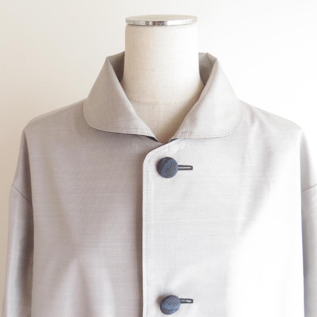 着物リメイク 正絹紬 白大島紬 リバーシブル ロング コート マキシ