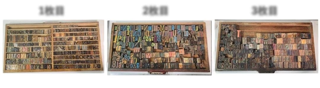 19–20世紀初頭 米国木製【活字ブロック 】HAMILTON 3点組 歴史の文字 記載・活字・活版