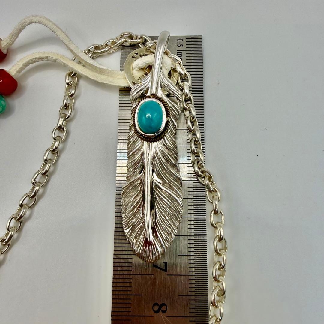 美品 SAAD ターコイズ付きフェザー ホイール、フックネックレスセット