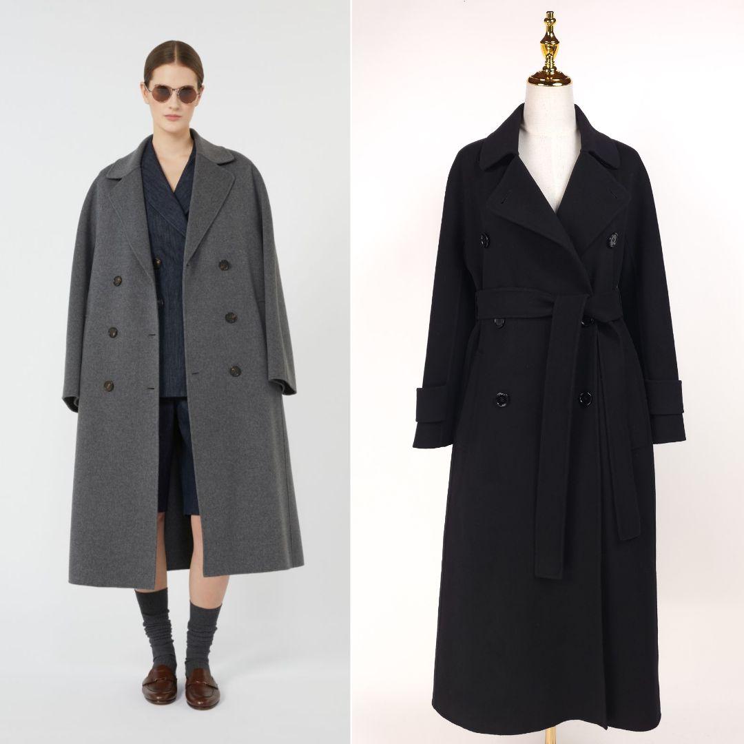 【新品同様】マックスマーラ 42 ダブルフェイス コート ベルト ブラック MaxMara マックスマーラ ダブルフェイス ロングコート ベルト 42 XL