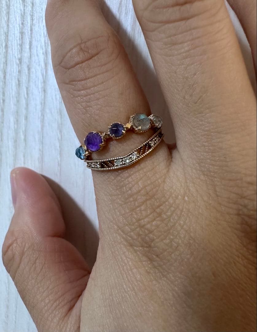 agete アガット K10 ダイヤモンド V字リング 透かし 15号 - メルカリ