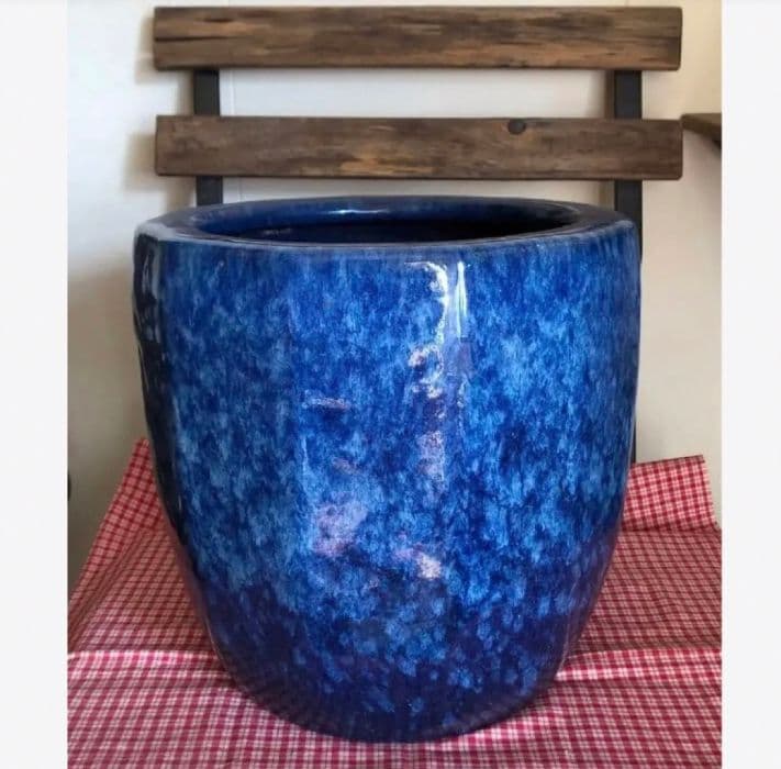 青色 火鉢 陶器製 水鉢 青藍 なまこ 信楽焼 睡蓮鉢 めだか 鉢カバー