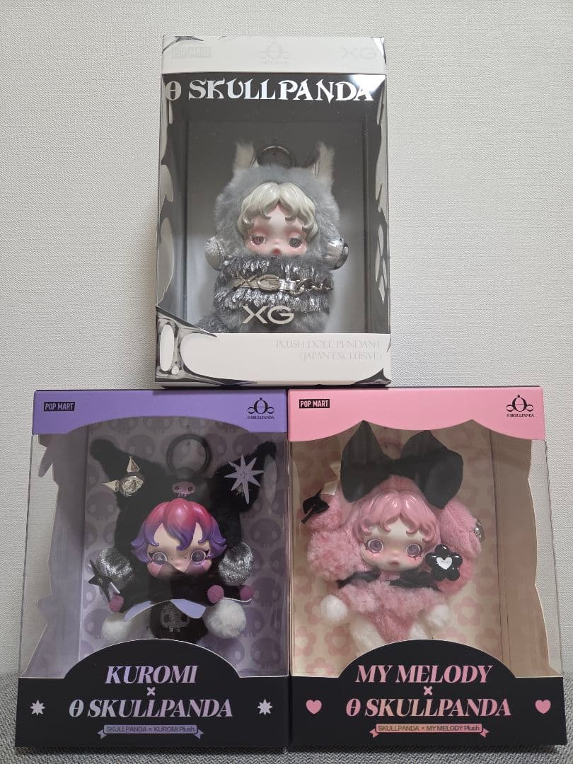 正規品 限定スカルパンダ×XG マイメロ クロミ 3体セットサンリオ ぬいぐるみ スカルパンダ マイメロ クロミ ぬいぐるみペンダント｜Yahoo!フリマ