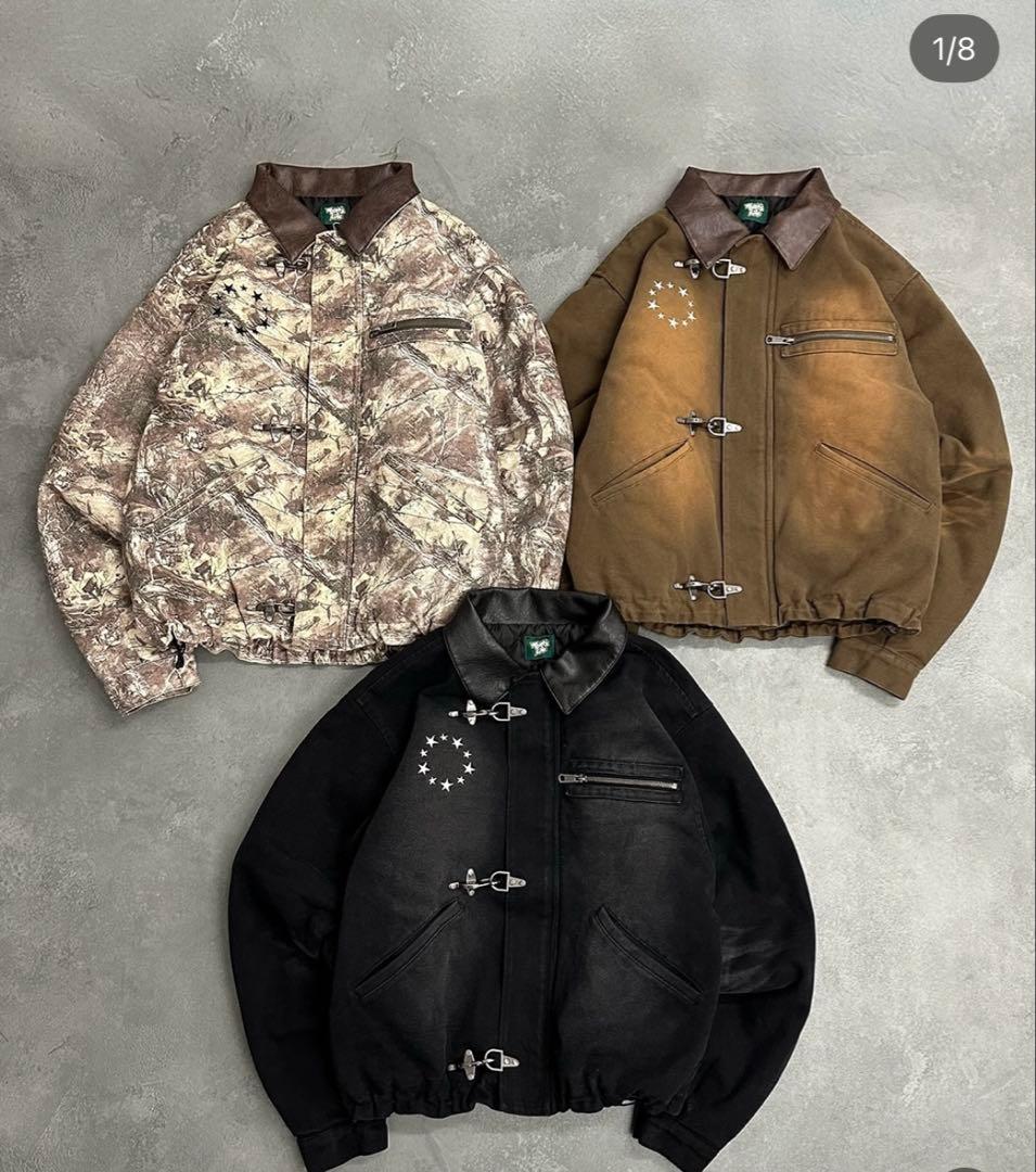 that's life ザッツライフ ファイヤーマンジャケット リアルツリー Faux Leather Circle logo Hooded Fireman Jacket – That's life