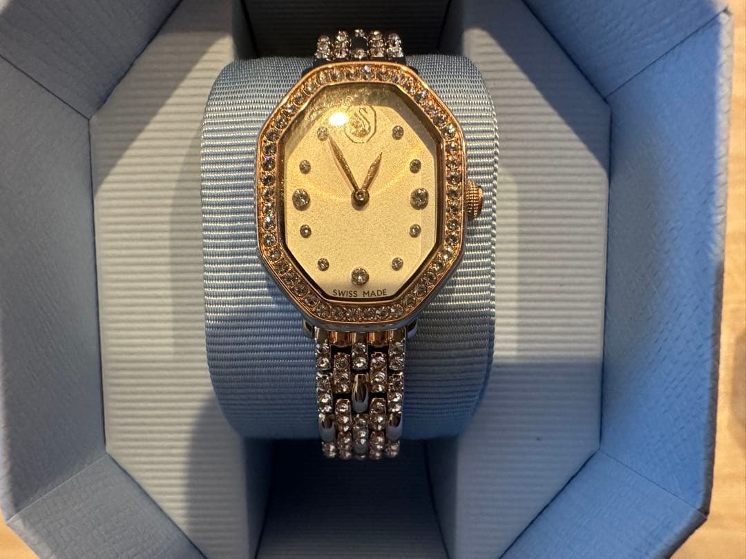 Swarovski ゴールド オクタゴナル腕時計 Watch, Octagon cut bracelet, Purple, Champagne gold-tone finish