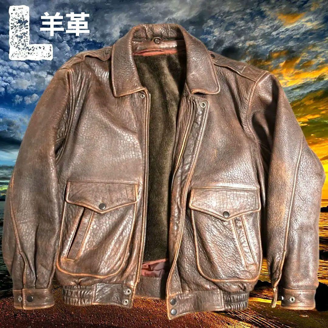 【雰囲気抜群】羊革 レザー A-2 G-1 フライトジャケット 空軍 G-1 フライトジャケット メンズ レザージャケット 革ジャン A-2