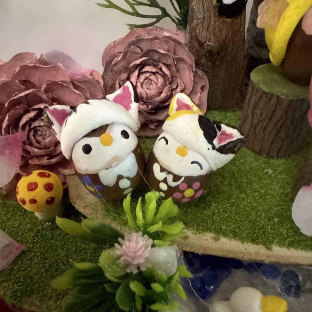 どんぐりアート♡ねこ帽子お雛様オブジェ＆春のオブジェ♡ - メルカリ