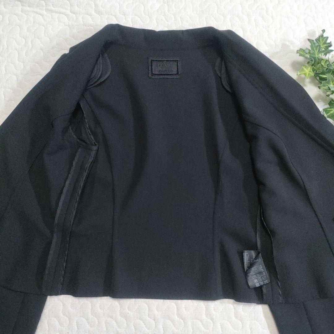 美品✨FOXEY ショールカラーダブルジャケット 黒 ウッドボタン 38