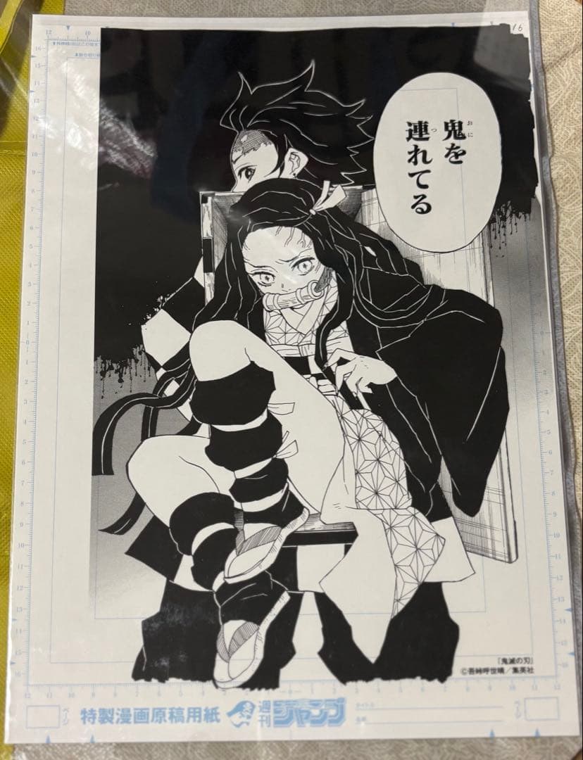 鬼滅の刃 吾峠呼世晴 集英社 TSUTAYA懸賞当選品 複製原画 炭治郎 禰豆子 吾峠呼世晴『鬼滅の刃』原画展キービジュ公開 炭治郎＆禰豆子ミニ色紙