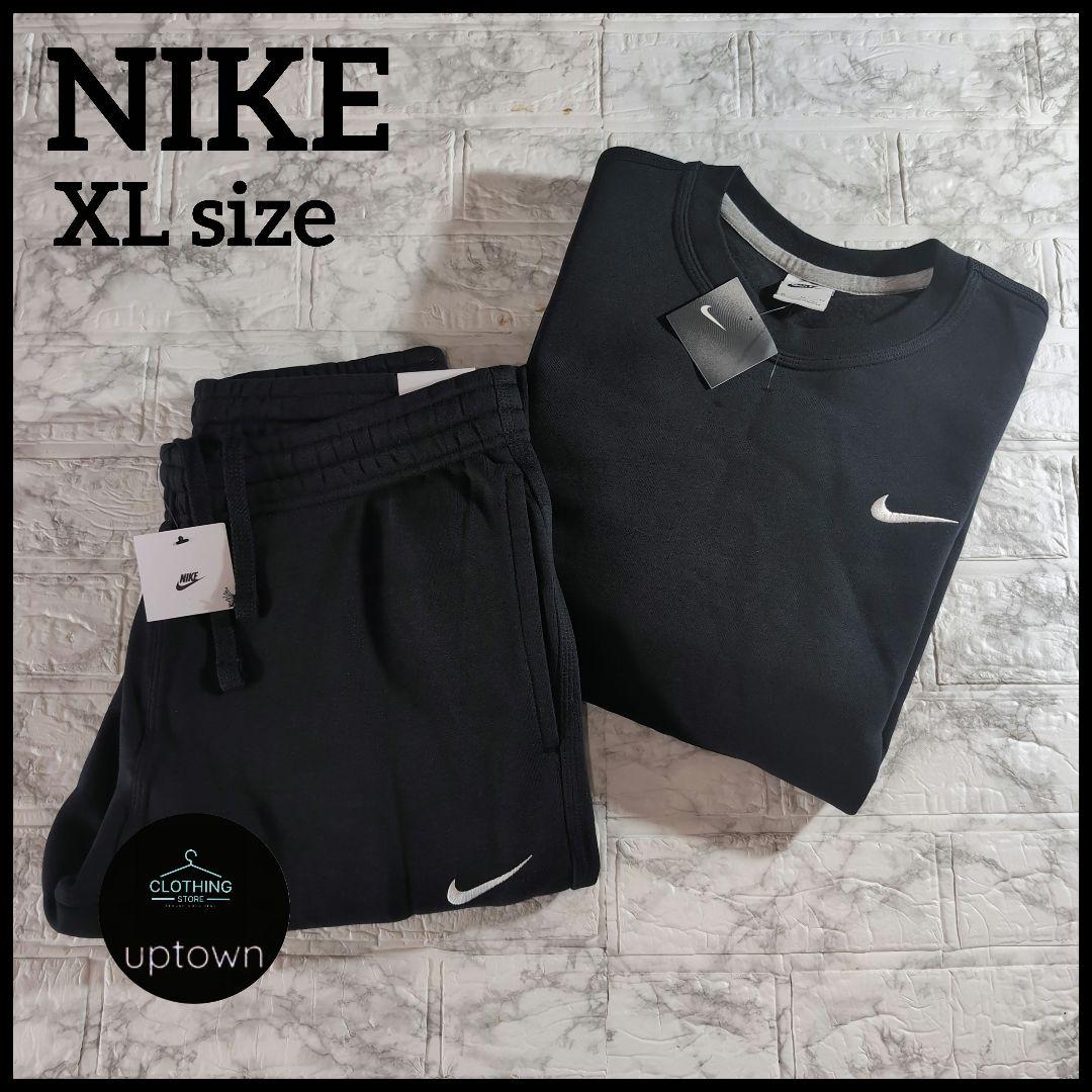 Nike 刺繍ソロスウッシュブラック セットアップ XL 黒 上下 ① Nike 刺繍ソロスウッシュブラック セットアップ XL 黒 上下 ① - メルカリ
