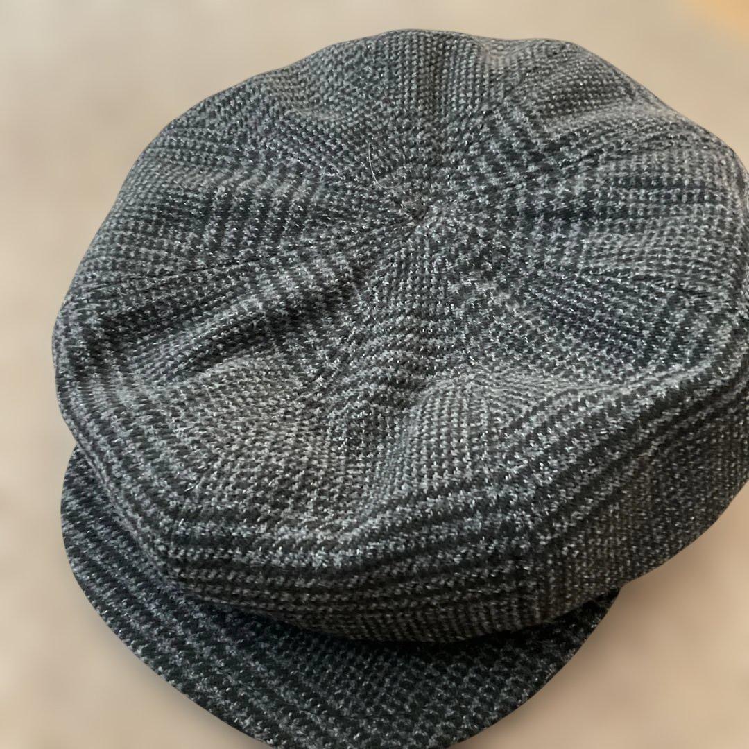 グレー系チェック柄キャスケット - メルカリ