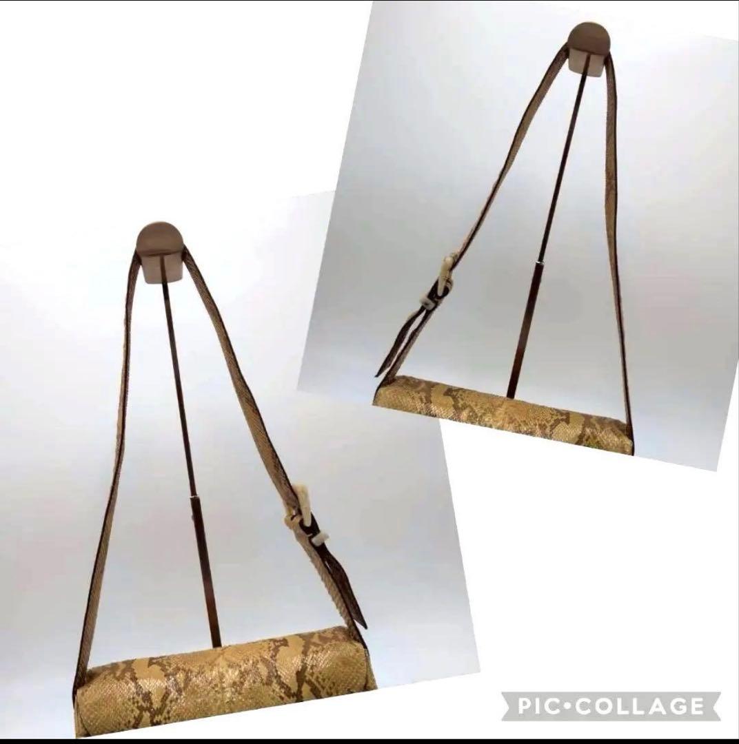 ✨PRADAプラダ✨パイソンショルダーバッグ 肩掛け・斜め掛けベージュ系