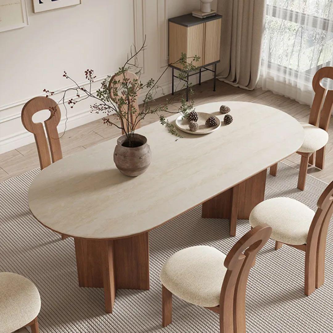 CAGUUU トラバーチンダイニングテーブル Woody Prime Walnut ウォールナット材 トラバーチンダイニングテーブル