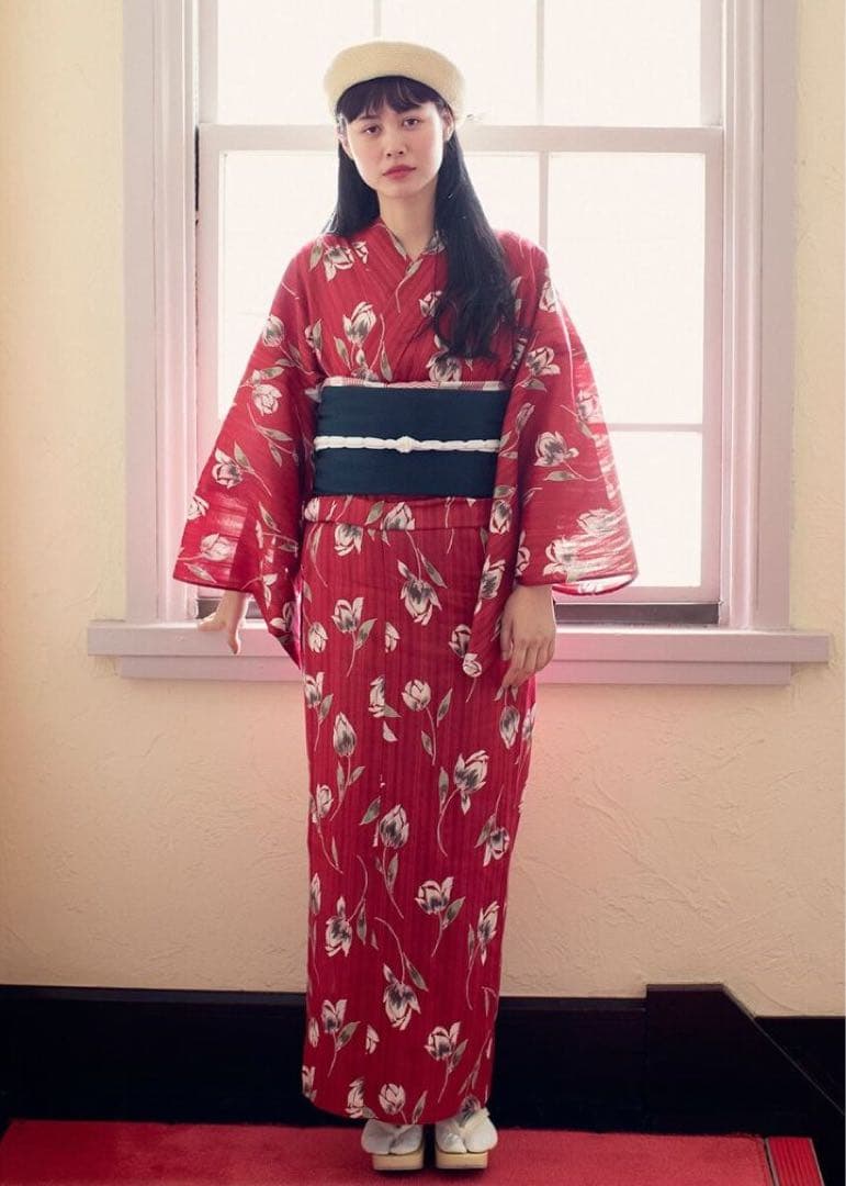 KIMONO by NADESHIKO プレタ浴衣　チューリップ　赤 楽天市場】浴衣レンタル yk0004「MaiShiraishi」ブランド 水色に流水祝