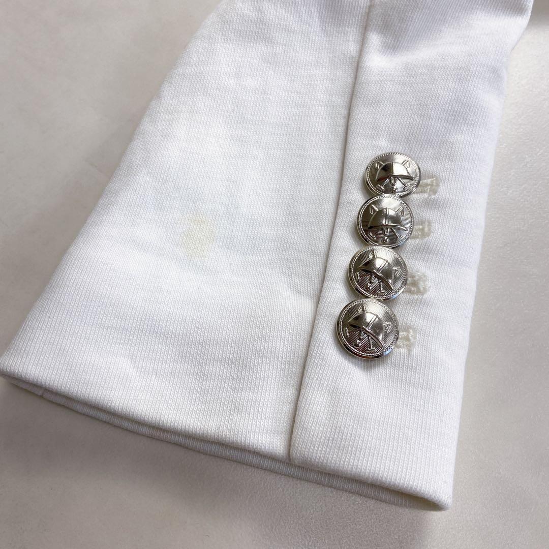美品 ラルフローレン 白ブレザー 銀ボタン 針金糸 刺繍 エンブレム