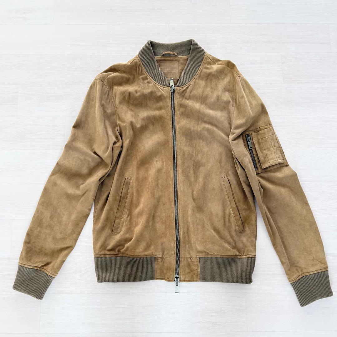 DESA デサ スエード レザー ブルゾン MA-1 ブラウン 50 L相当 古着 MADDOX バルスタージャケット スエードレザーブルゾン メンズL