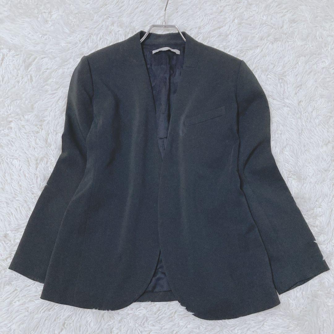 セオリーリュクス ノーカラージャケット ネイビー 38 アウター 裏地