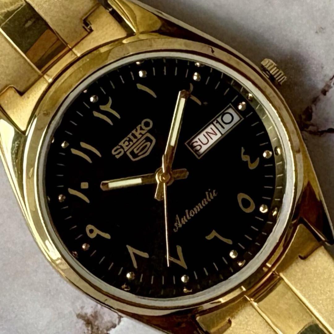 セイコー5★オーバホール済★アラビアインデックス★ヴィンテージ70S★ブラック 互換品】セイコー5 対応 BAMBI バンビ ブラックサンダー 黒い稲妻