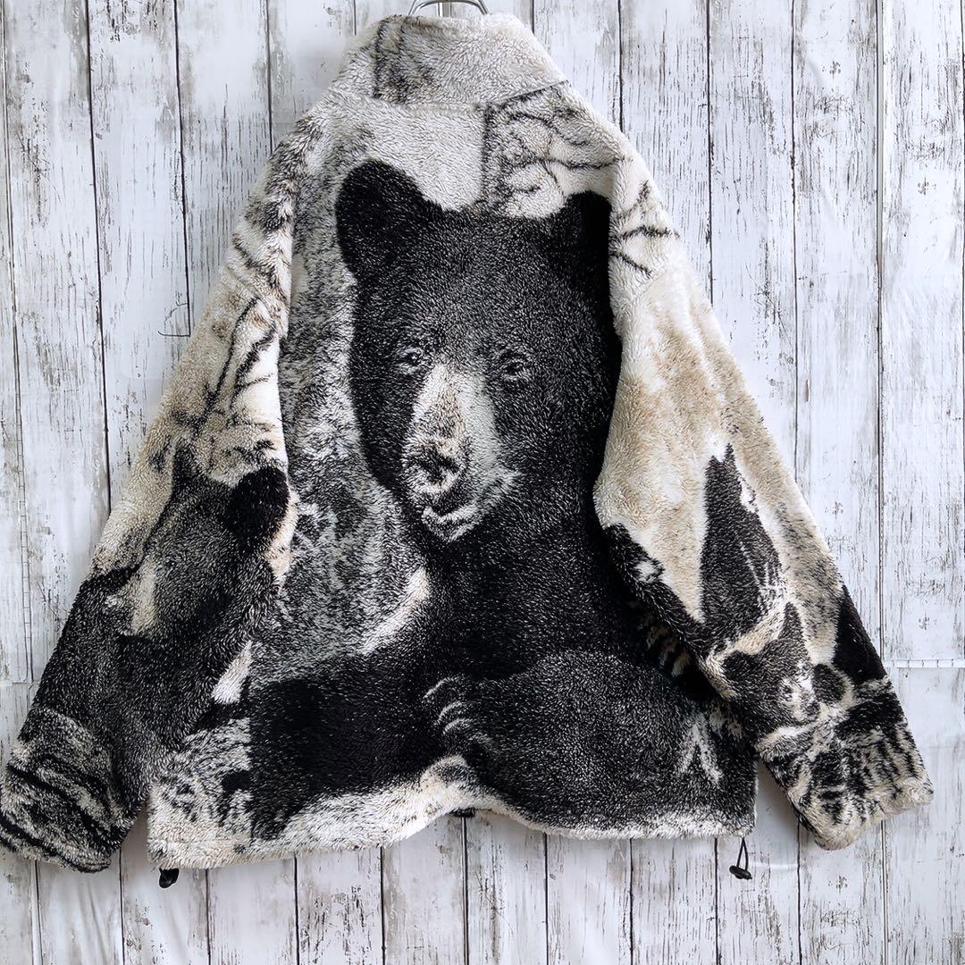 90s BLACK MOUNTAIN クマ ベアー 総柄 ボア フリース - メルカリ