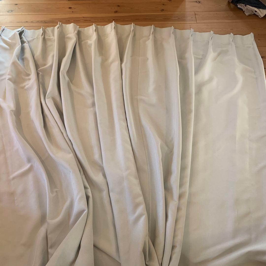 ライトグレー ポリエステルカーテン 240✖️230防炎　2枚 ポリエステル二重織ノンプリーツカーテン（防炎・遮光性）／ライト