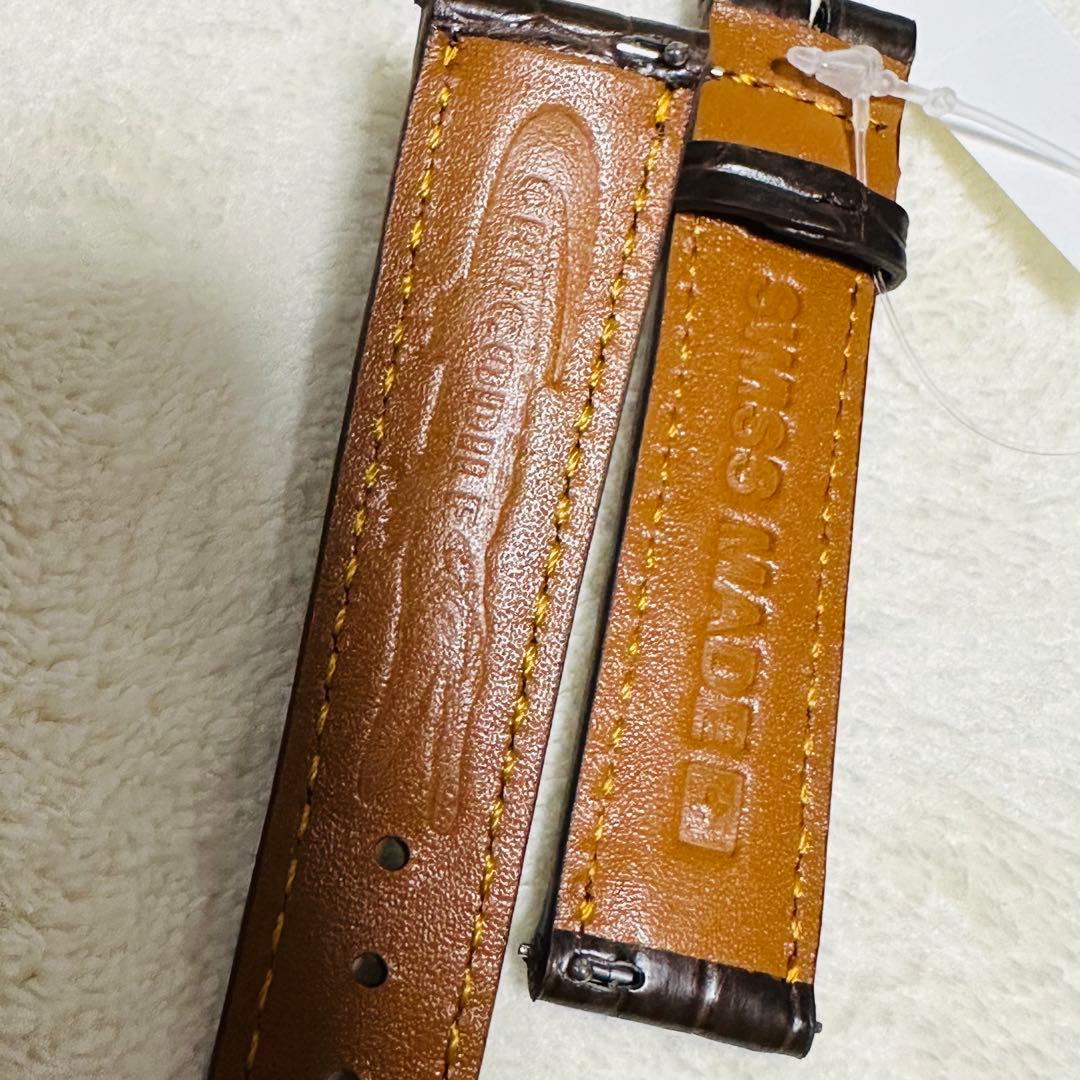 1008#18mm-16mmダークブラウン☆本物クロコダイルベルト☆スイス製