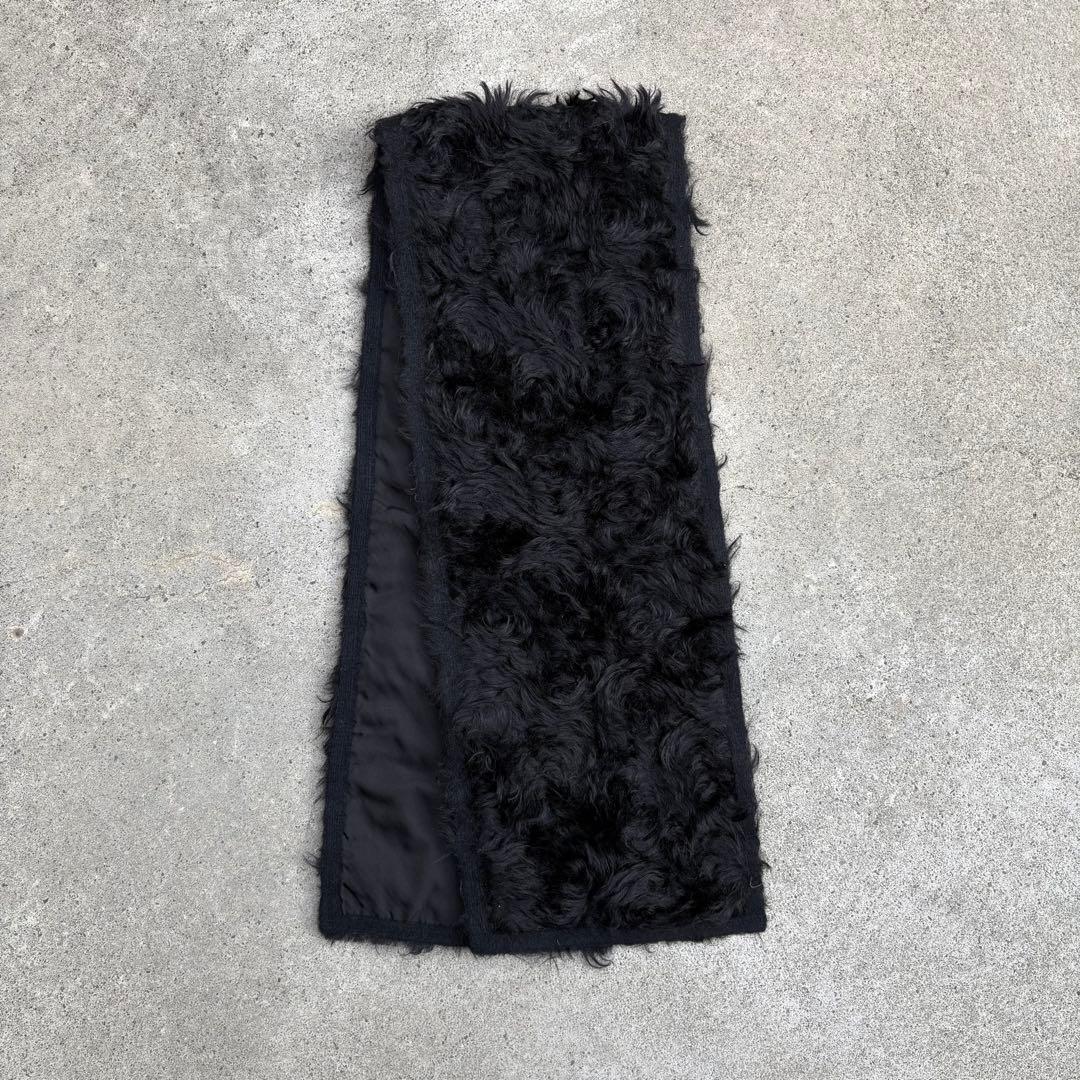 PRADA 2007AW ファーマフラー プラダ PRADA マフラー ロゴプレート カシミヤ ポケット付き ブラック