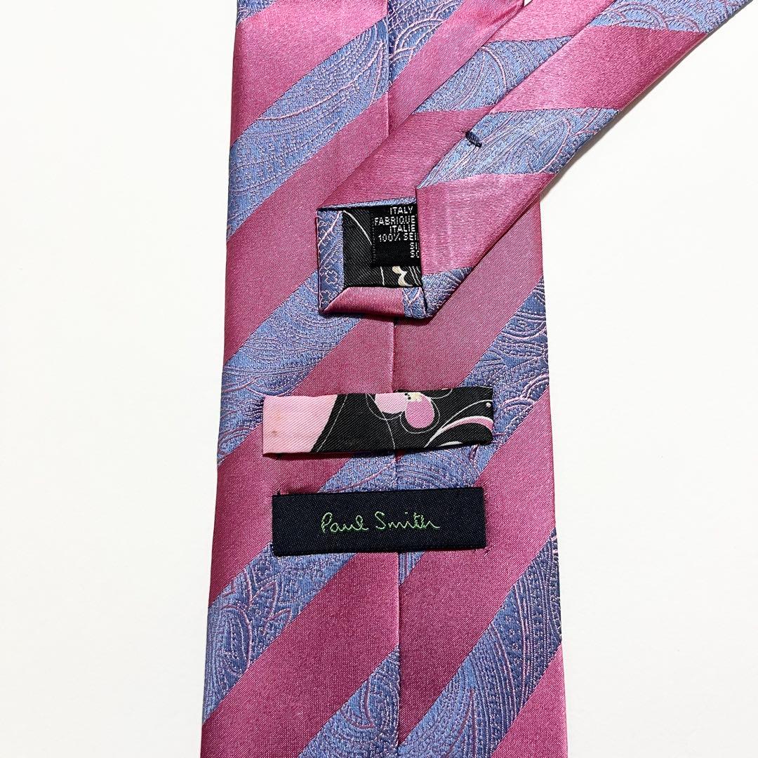 極美品】ポールスミス ネクタイ ペイズリー×ストライプ柄 シルク ジャ