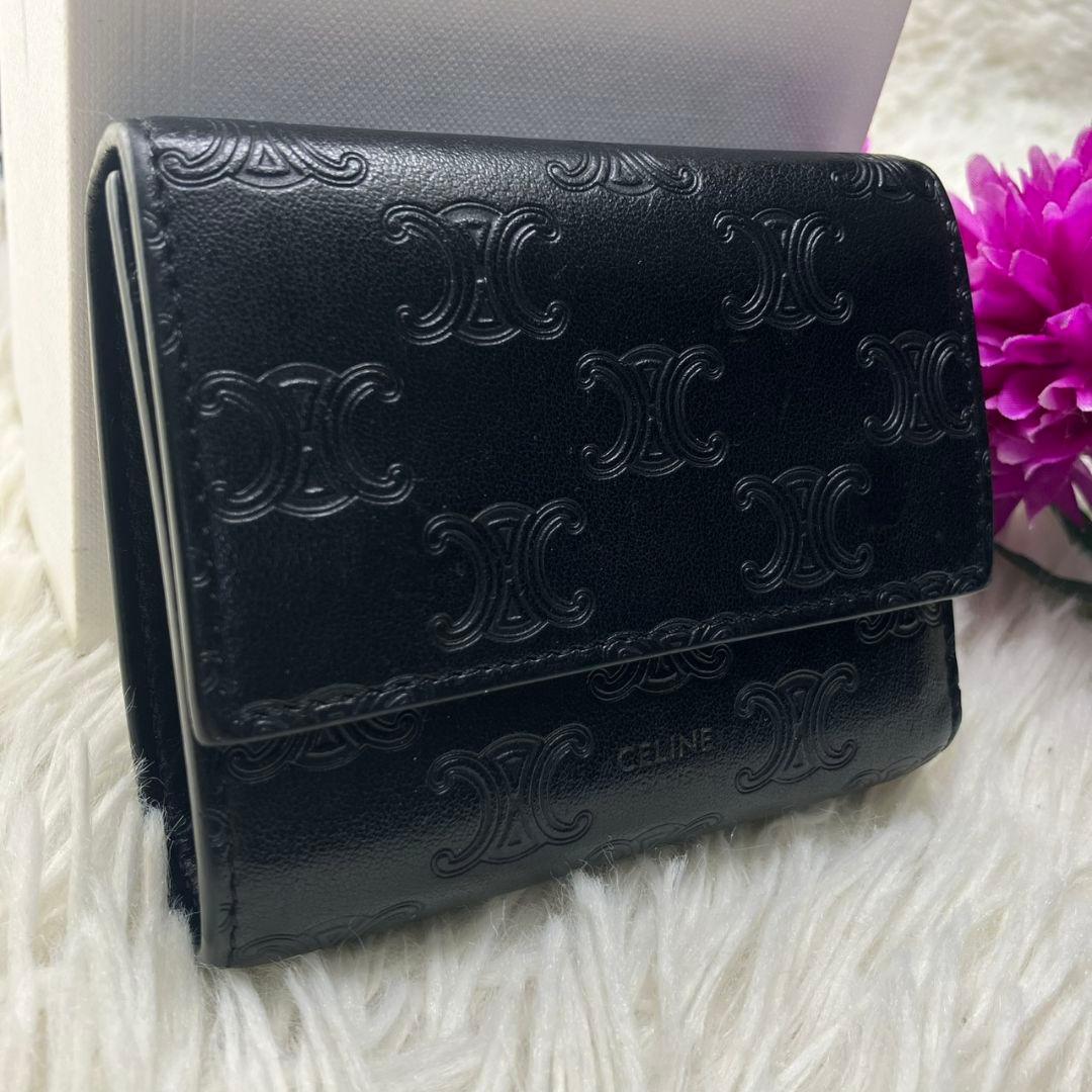極美品✨️正規品✨セリーヌ スモールトリフォールドウォレット トリオンフ ロゴ 極美品 CELINE セリーヌ トリオンフ スモールフラップウォレット