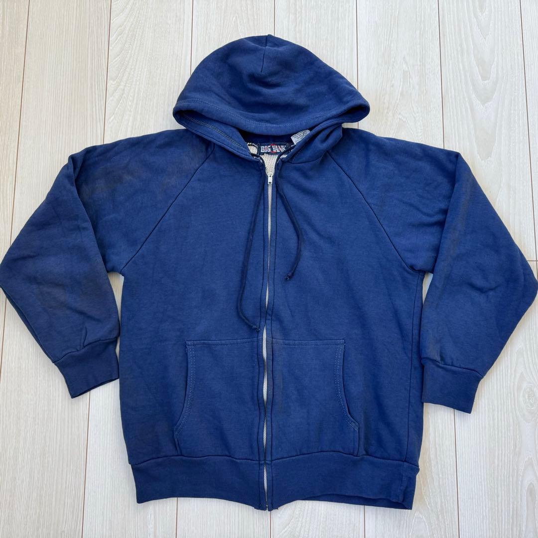 k*★様 70s BIG YANK ダブルフェイス フルジップ ナス紺 フェード しっかりめにアメカジ フェードしたナス紺のパーカーにちょいボロ505