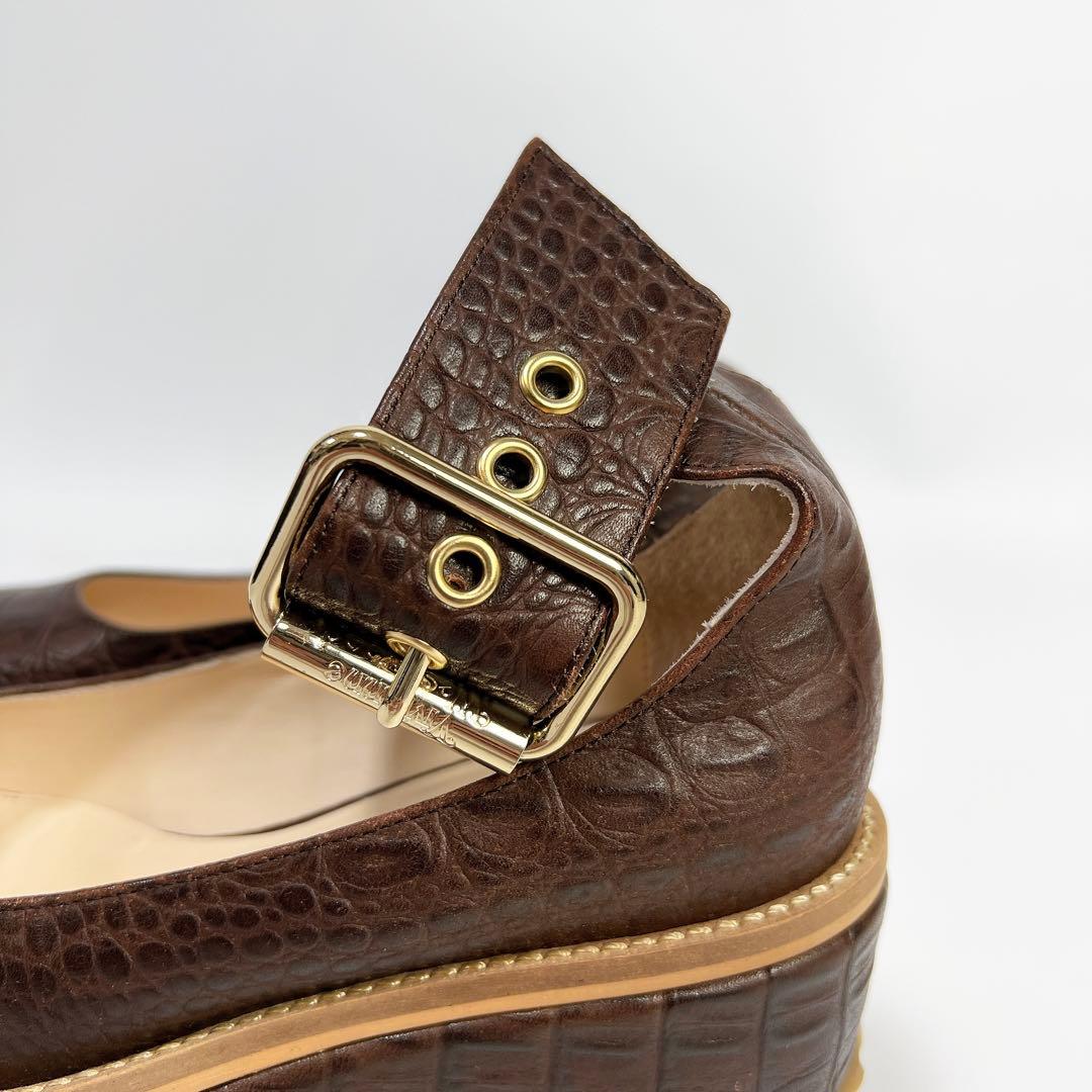 《美品》ヴィヴィアンウエストウッド 厚底ベルトパンプス クロコ ブラウン 36