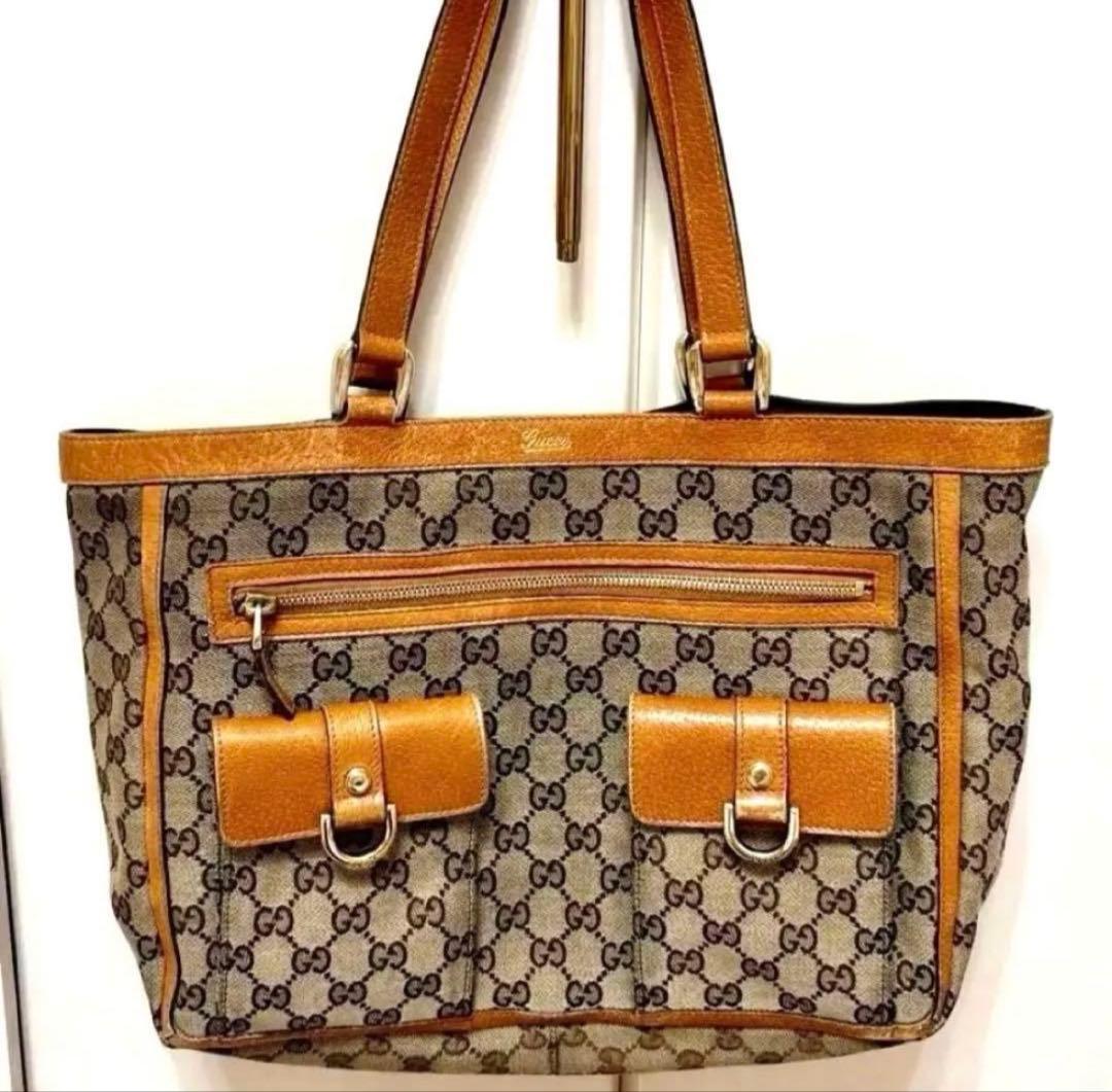 【保存袋付き】Gucci ロゴプリント ショルダーバッグ 中古・古着通販】GUCCI (グッチ) ロゴプリント ハーフムーン レザー