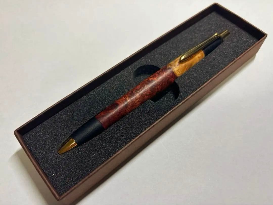 ボナンペン 本花梨瘤源平 真鍮金具 D1リフィルアダプター付き 希少】 ボナンペン 本花梨瘤紅白 木軸シャープペンシル 真鍮金具 野原