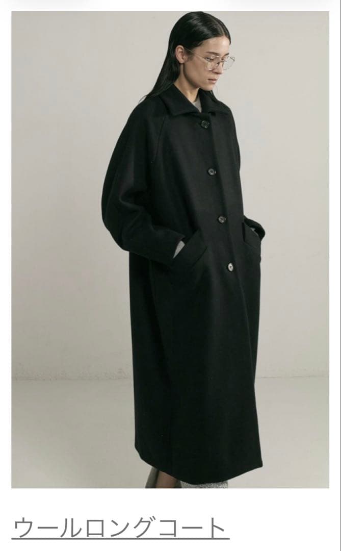 CINOH ウールロングコート ブラック ウールロングコート | CINOH
