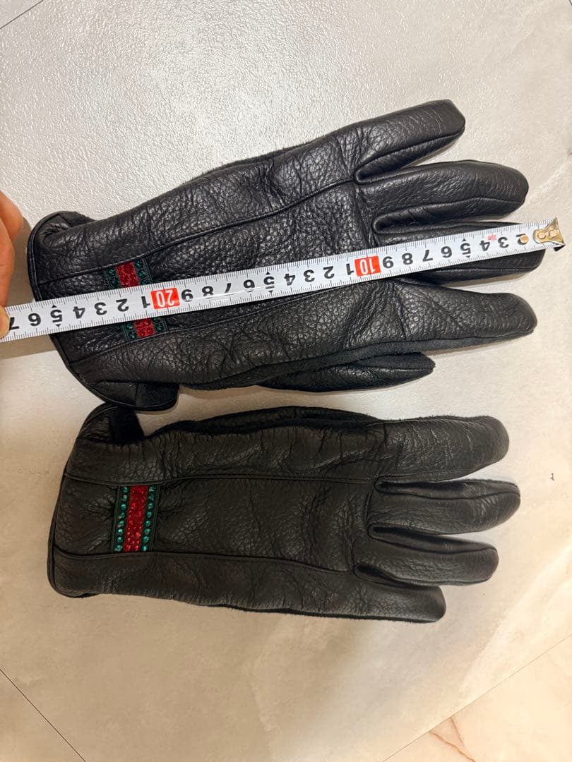 GUCCI シェリーライン スワロフスキー レザー 手袋 グローブ本革