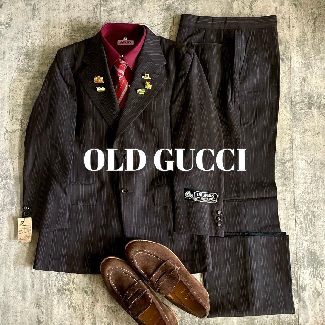 未使用 OLD GUCCI ネクタイ 極上ウール ストライプ柄 スーツ ブラウン 中古・古着通販】GUCCI (グッチ) GG柄ネクタイ ブラウン×レッド サイズ