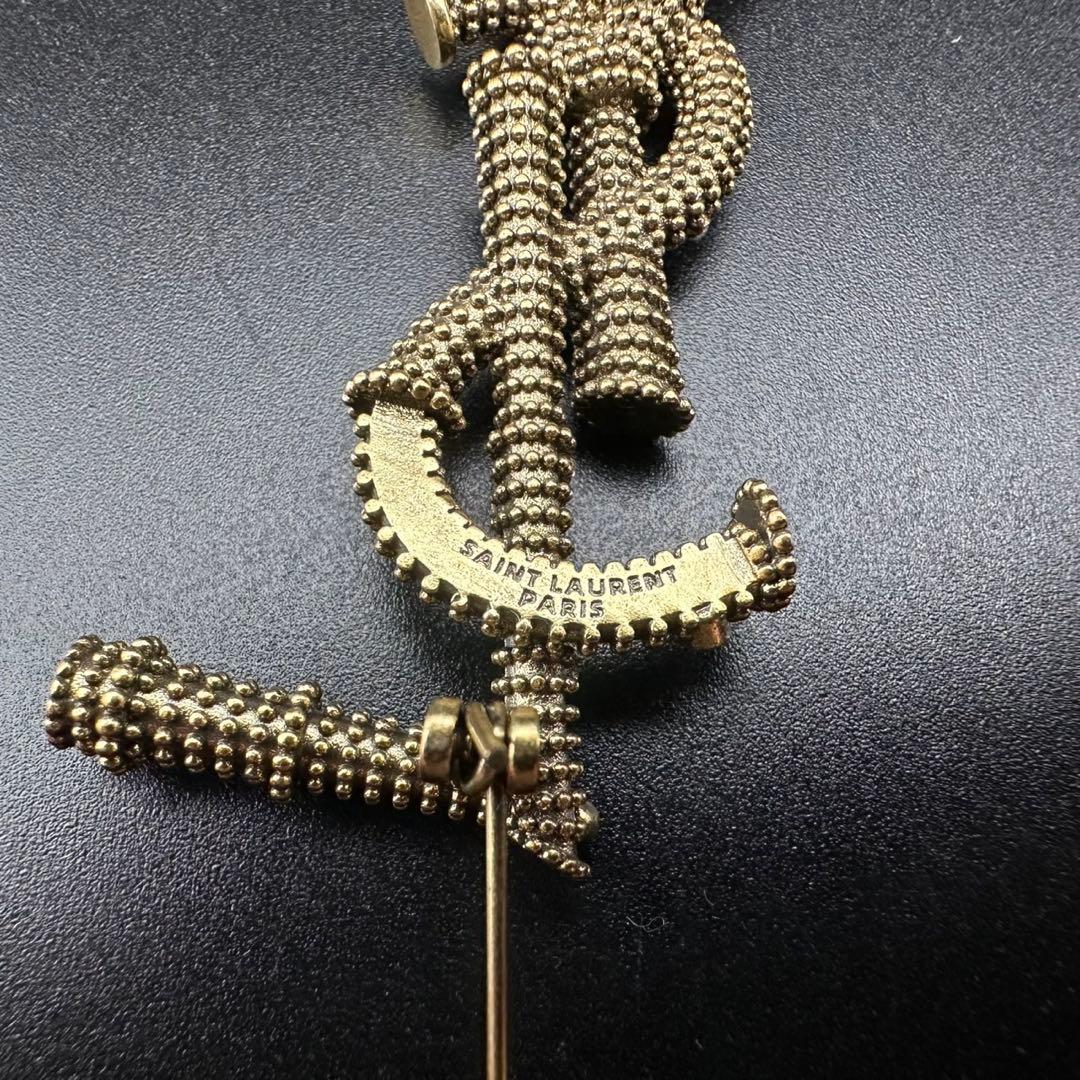 未使用級✨ YSL サンローランパリ ブローチ ラインストーン ロゴ 988