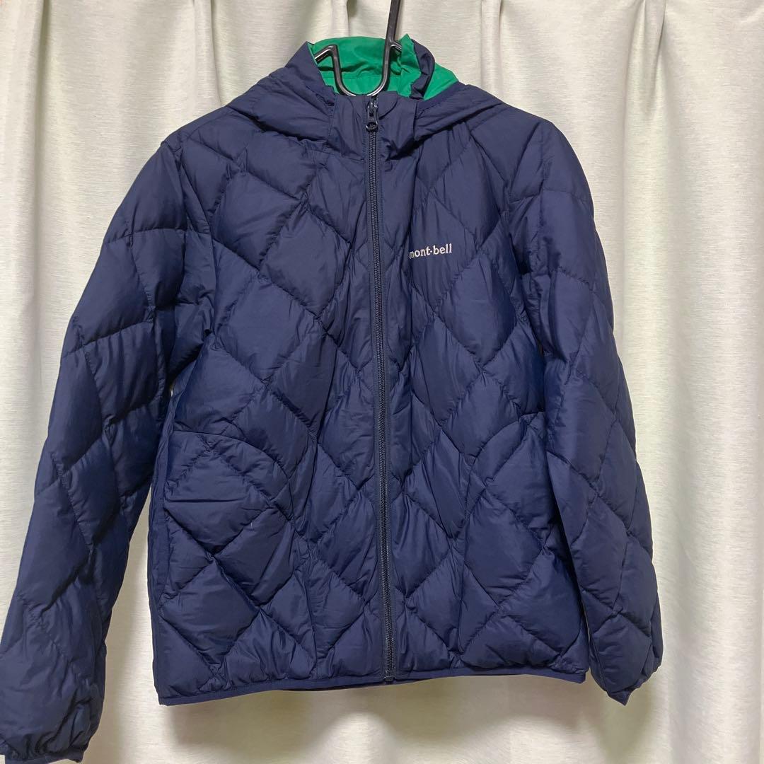 モンベル　リバーシブルダウン　キッズ160 モンベル ダウンジャケット キッズ 160 リバーシブル ブラウン 水色