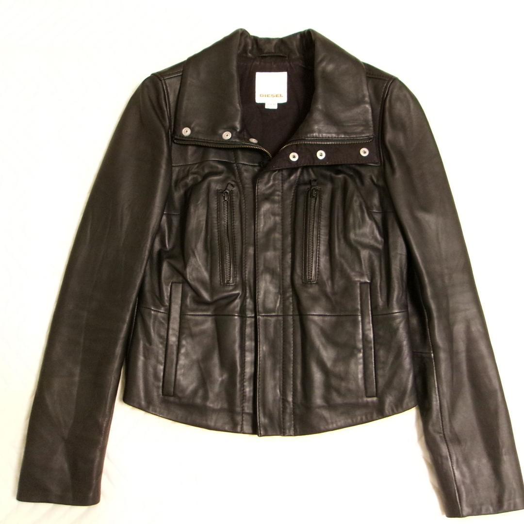 DIESEL: レザージャケット (羊革) DIESEL（ディーゼル） シープスキンレザージャケット メンズ 羊革 本革