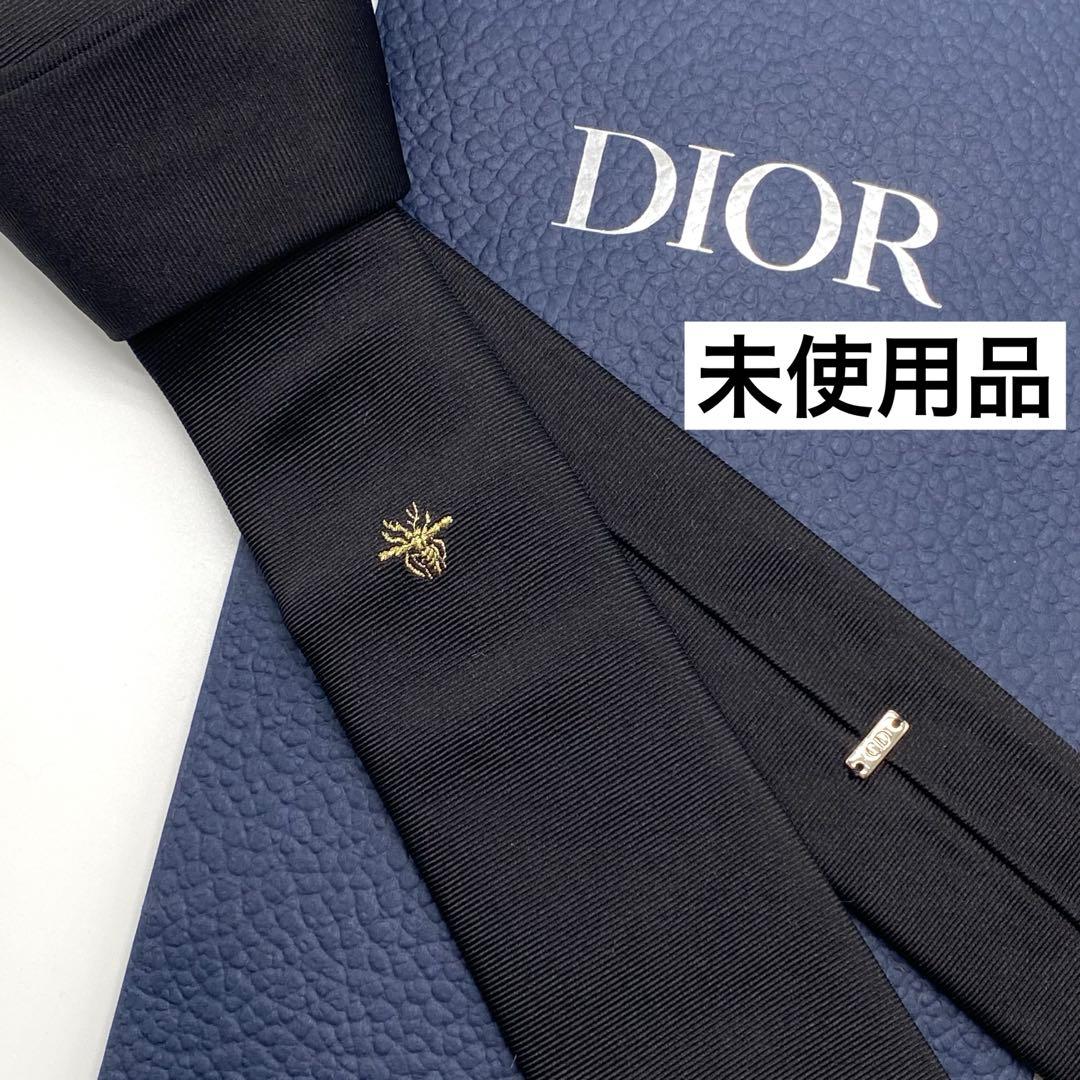 未使用品✨DIOR ディオール ネクタイ BEE刺繍 蜂 ブラック 金色 シルク