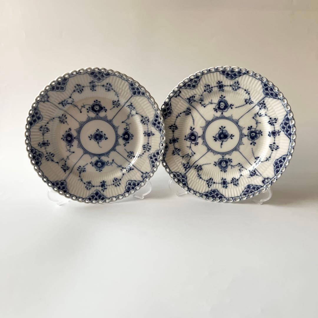 ロイヤルコペンハーゲン ブルーフルーテッド フルレース プレート2枚③ ブルーフルーテッド フルレース プレート ダブルレース 21cm|ロイヤル
