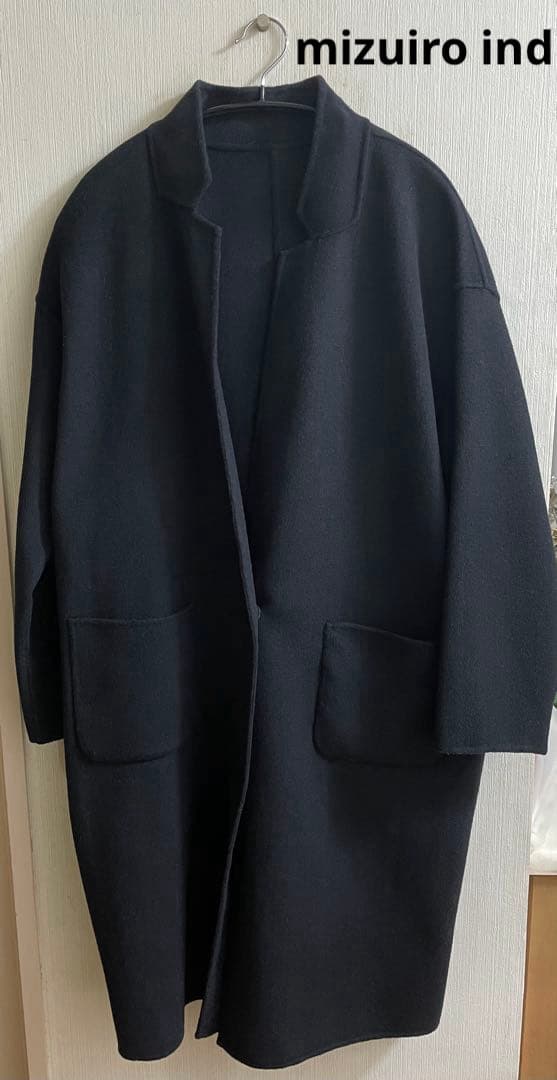 mizuiroind ミズイロインド　ウールコート mizuiro ind (ミズイロインド) ウールブレンドスタンドカラーコート