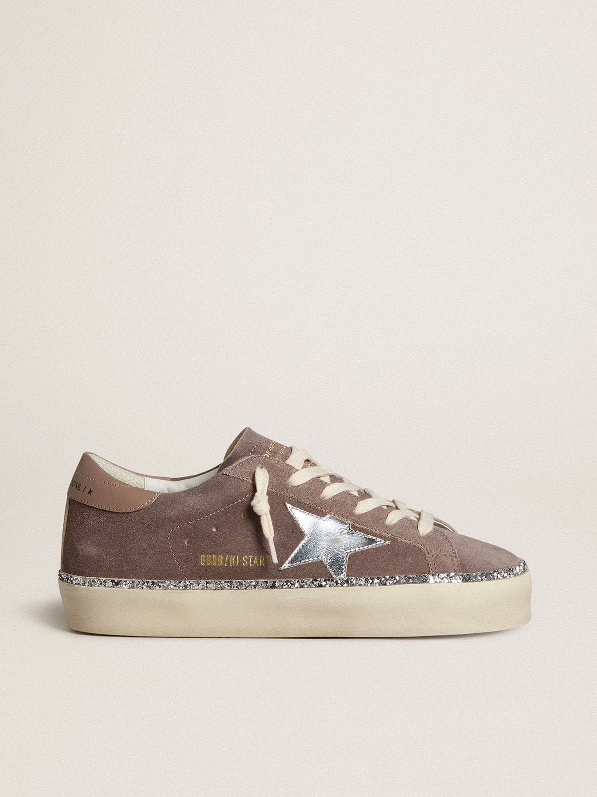 Women's Hi Star in suede with silver leather star and leather heel tab